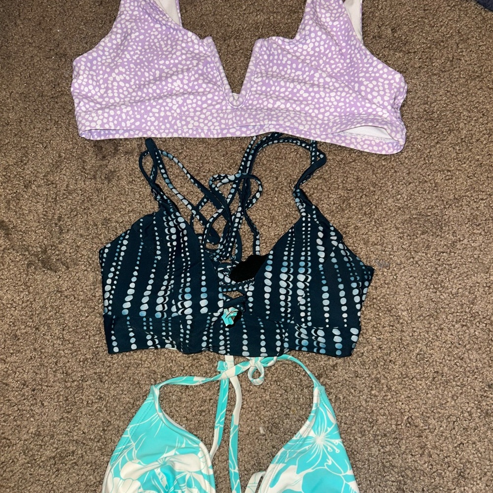 Set of Three Patterned Bikini Tops